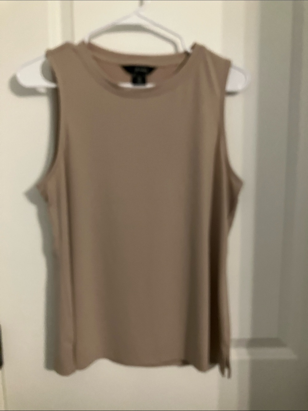Ali Miles Relaxed Crewneck Tank Top in Taupe